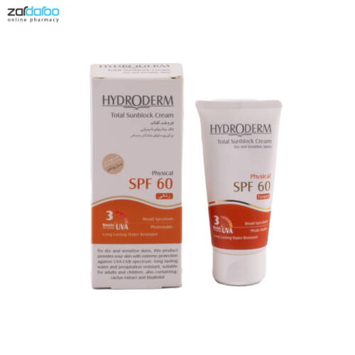 کرم ضد آفتاب کرم ضد آفتاب پوست خشک و حساس رنگی SPF60 هیدرودرم