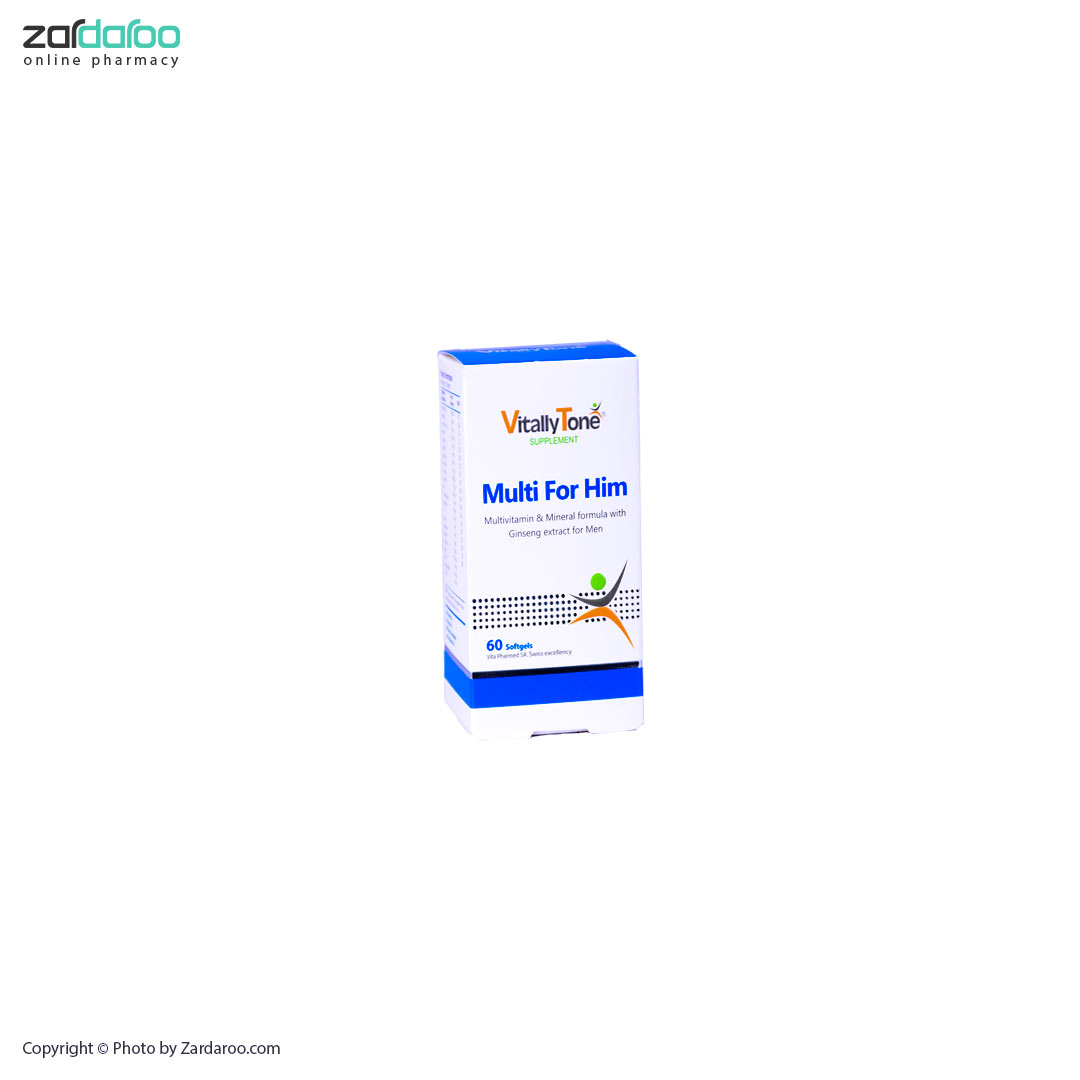 کپسول نرم 60 عددی مکمل غذایی مولتی ویتامین آقایان مولتی فور هیم ویتالی تون Vitally Tone 12 کپسول نرم 60 عددی مکمل غذایی مولتی ویتامین آقایان مولتی فور هیم ویتالی تون Vitally Tone