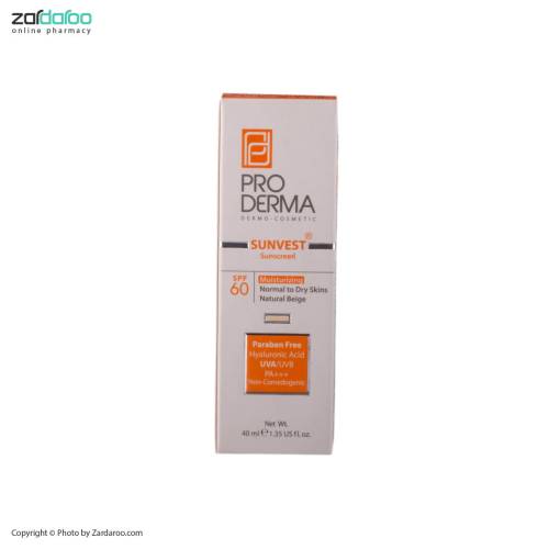 proderma17 کرم ضد آفتاب و مرطوب کننده SPF60 پوست خشک و معمولی پرودرما