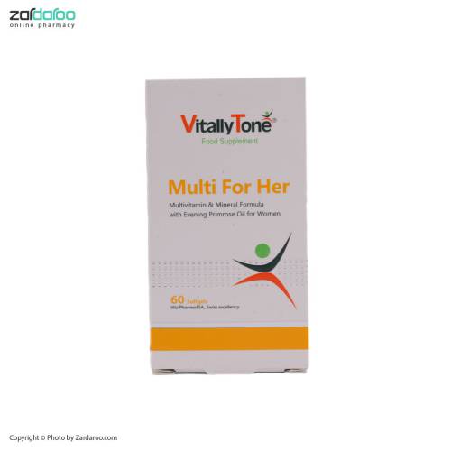 vitally tone3 کپسول نرم مکمل غذایی 60 عددی مولتی ویتامین ویژه بانوان مولتی فور هر ویتالی تون