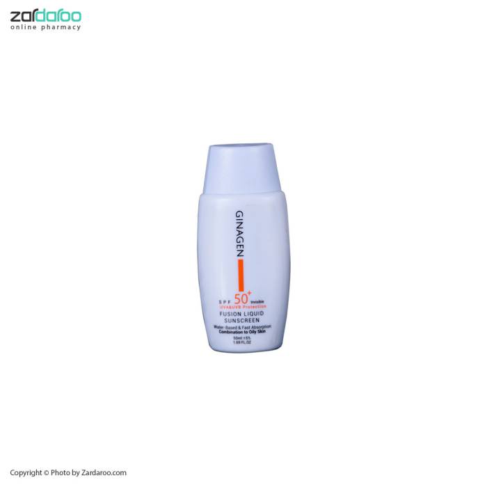 4201 کرم ضد آفتاب SPF50 بدون رنگ مناسب پوست چرب و مختلط ژیناژن