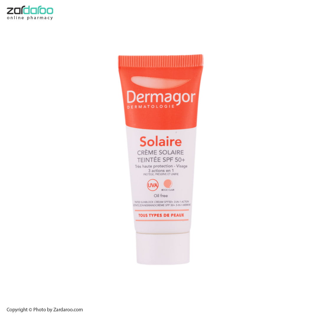 کرم ضد آفتاب SPF50 فاقد چربی 3 در 1 بژ روشن درماگور Dermagor 5 کرم ضد آفتاب SPF50 فاقد چربی 3 در 1 بژ روشن درماگور Dermagor - تصویر 2