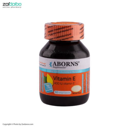 aborns 1 کپسول ژلاتینی 50عددی ویتامین E400 ابورنز