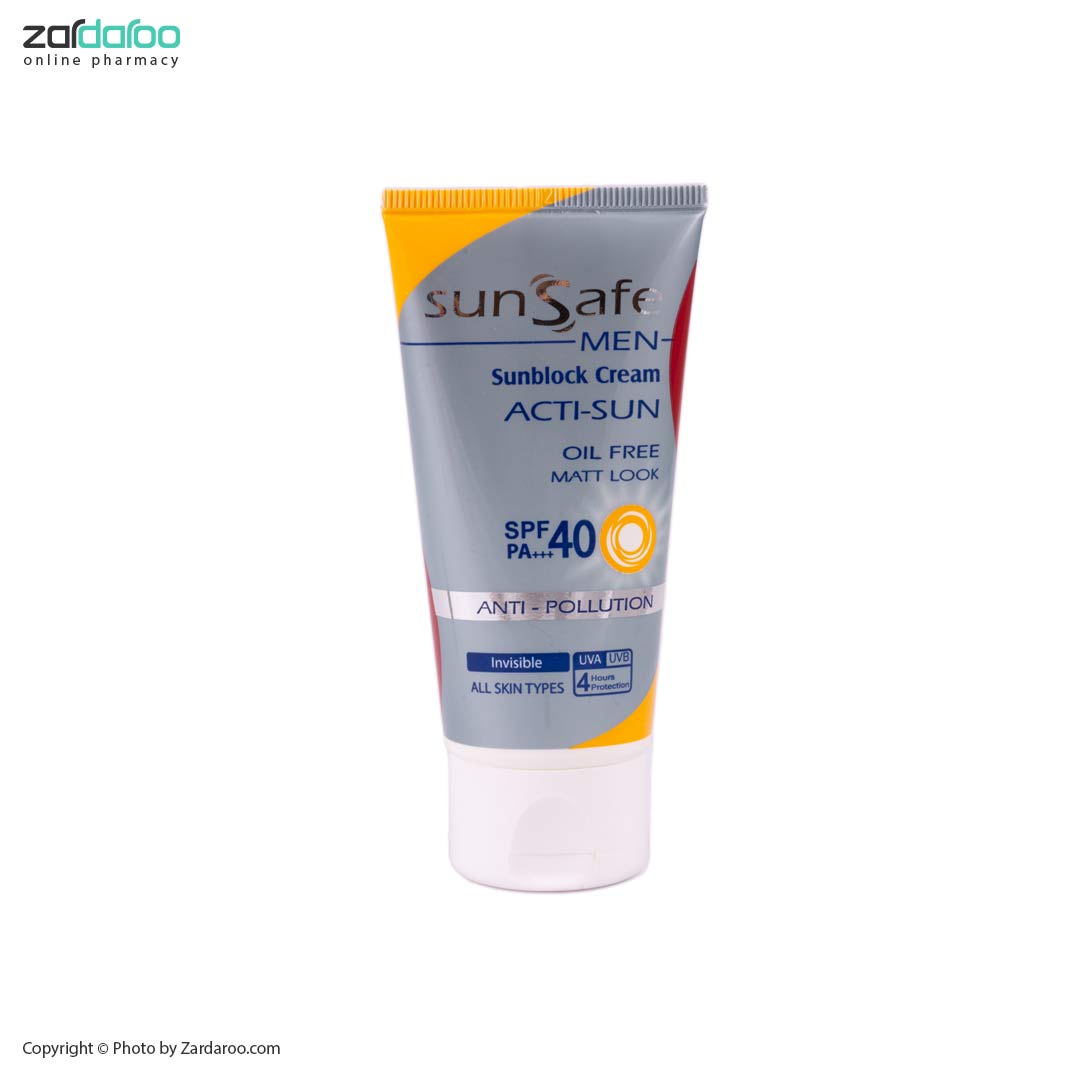 کرم ضد آفتاب آقایان SPF40 فاقد چربی بی رنگ سان سیف Sun Safe 5 کرم ضد آفتاب آقایان SPF40 فاقد چربی بی رنگ سان سیف Sun Safe - تصویر 2