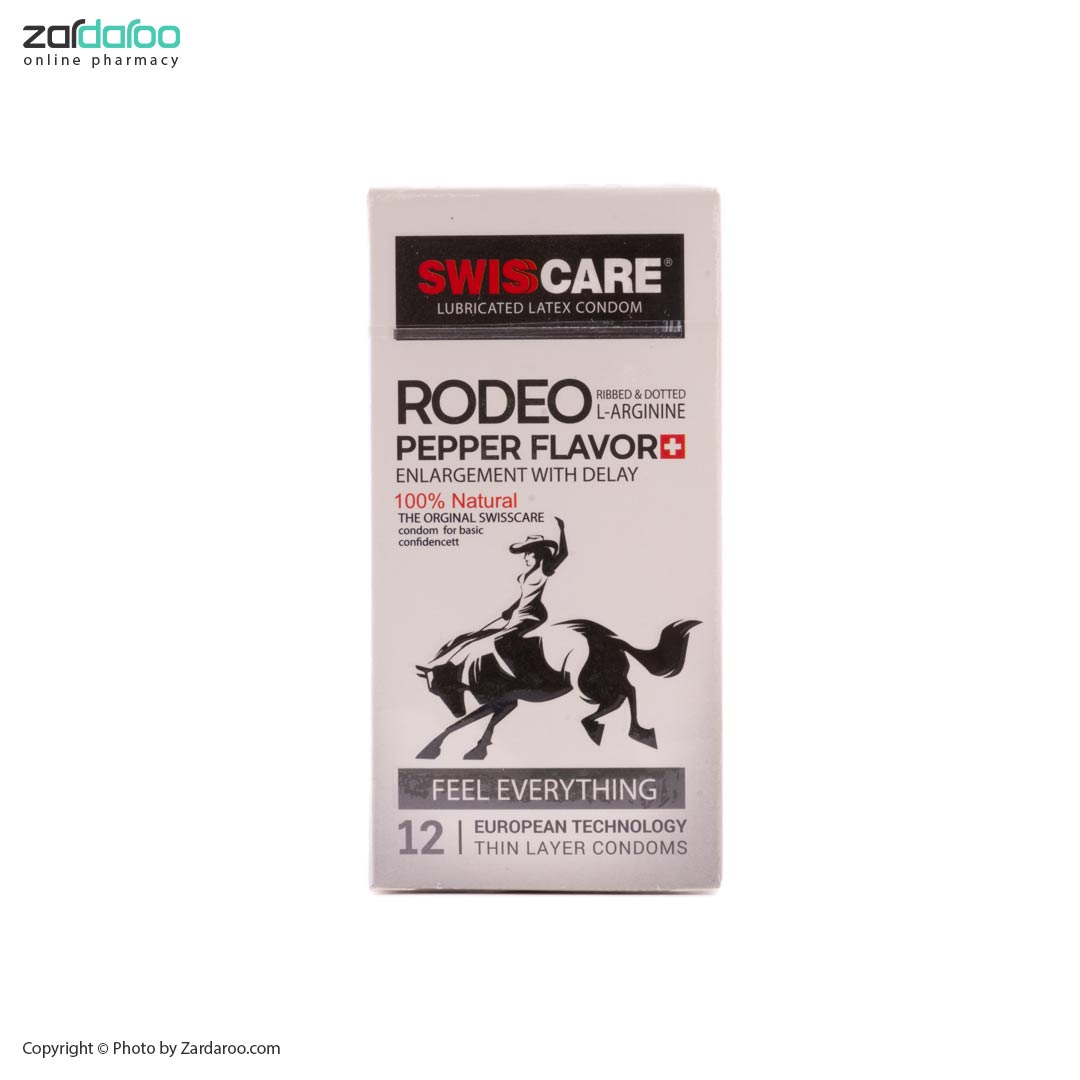 کاندوم بزرگ کننده و تاخیری خاردار 12 عددی مدل Rodeo Pepper Flavor سوئیس کر
