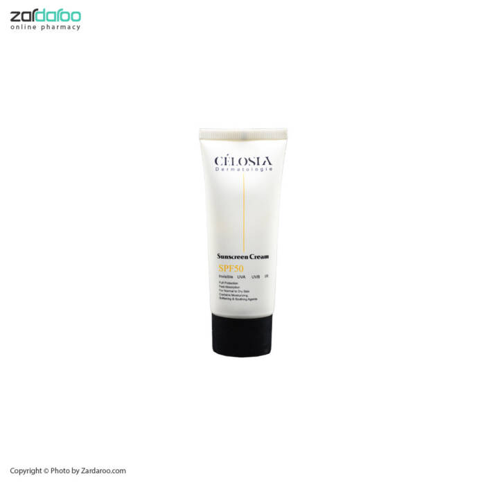 کرم ضد آفتاب سلوسیا Celosia بی رنگ SPF50 مناسب انواع پوست 6 سلوسیا