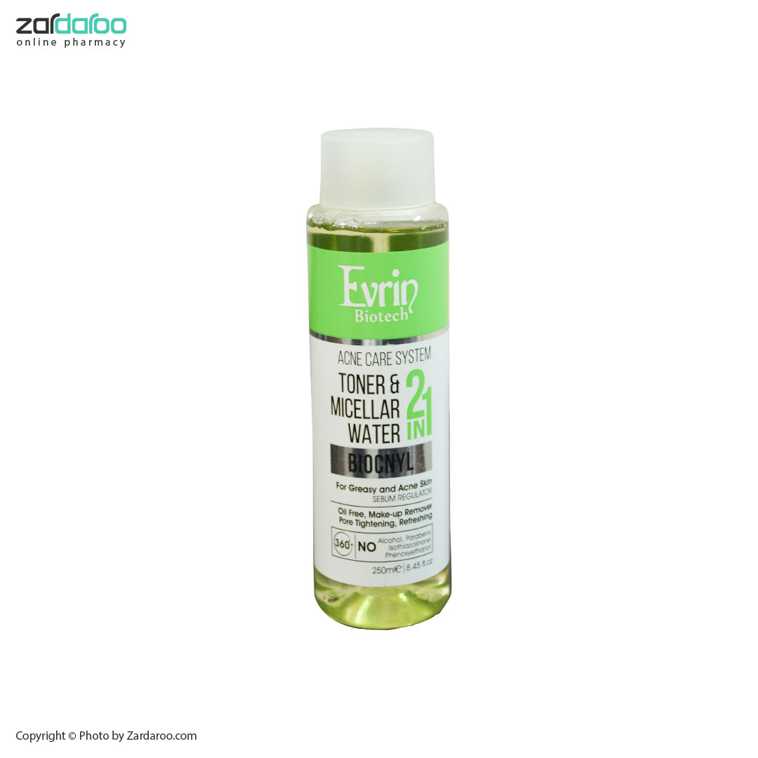 محلول پاک کننده 2 در 1 مناسب چرب و دارای آکنه اورین Evrin