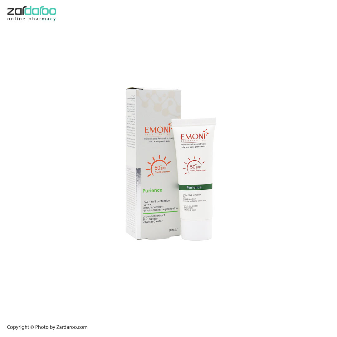 امونی کرم ضد آفتاب بی رنگ spf 50 مناسب پوست چرب امونی Emoni