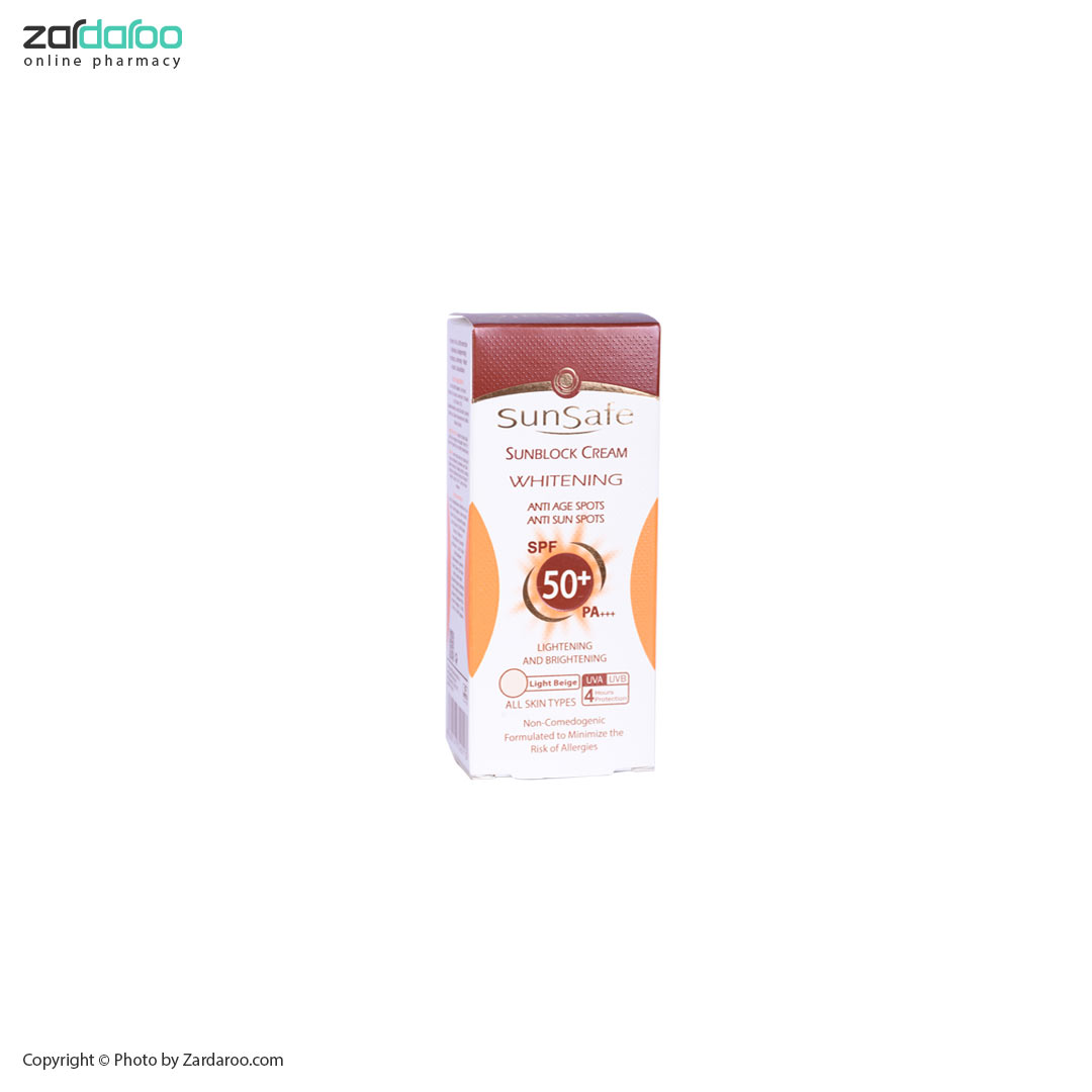 کرم ضد آفتاب روشن کننده SPF 50 سان سیف Sun Safe 4 کرم ضد آفتاب روشن کننده SPF 50 سان سیف Sun Safe