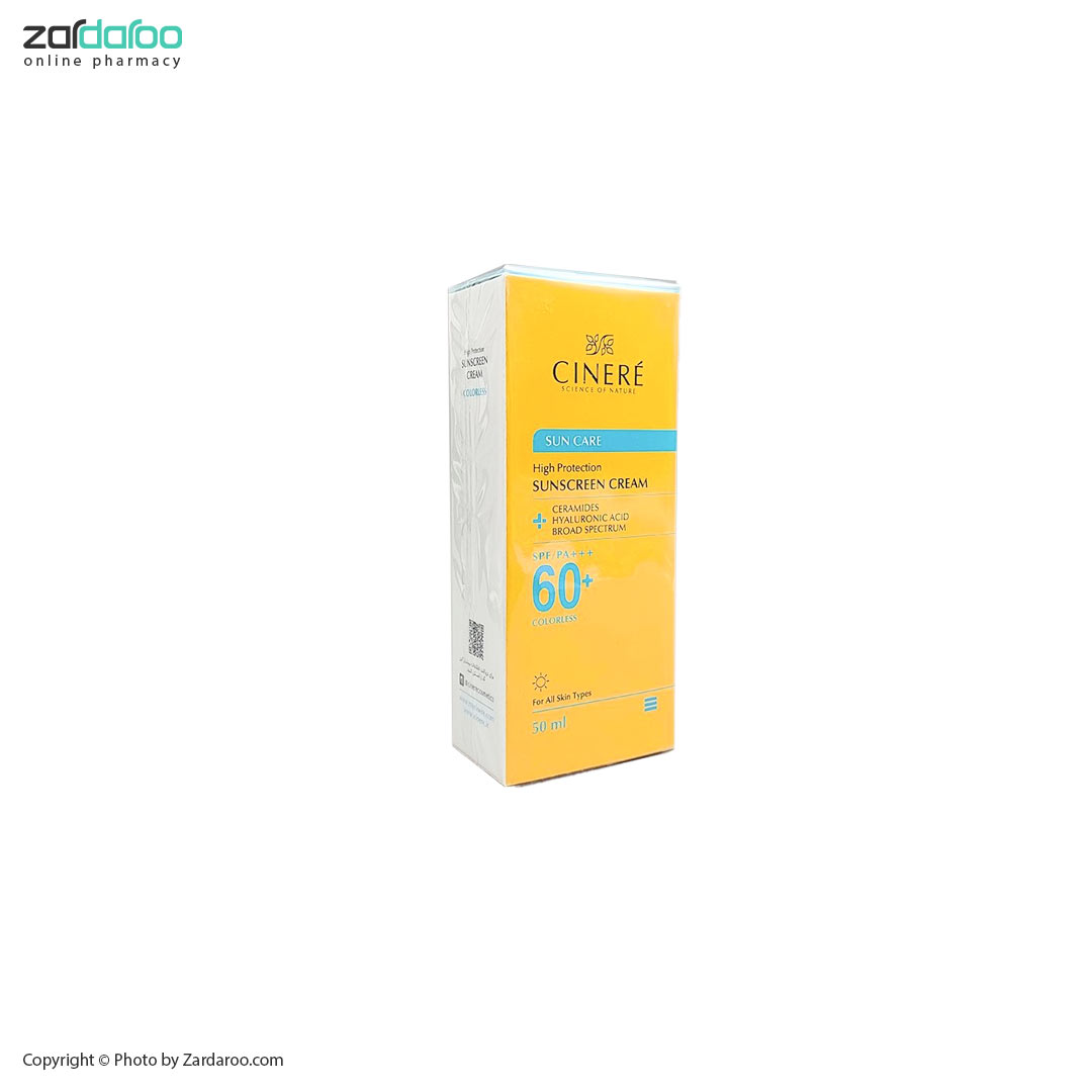 کرم ضد آفتاب بی رنگ SPF60 انواع پوست سینره Cinere 4 کرم ضد آفتاب بی رنگ SPF60 انواع پوست سینره Cinere