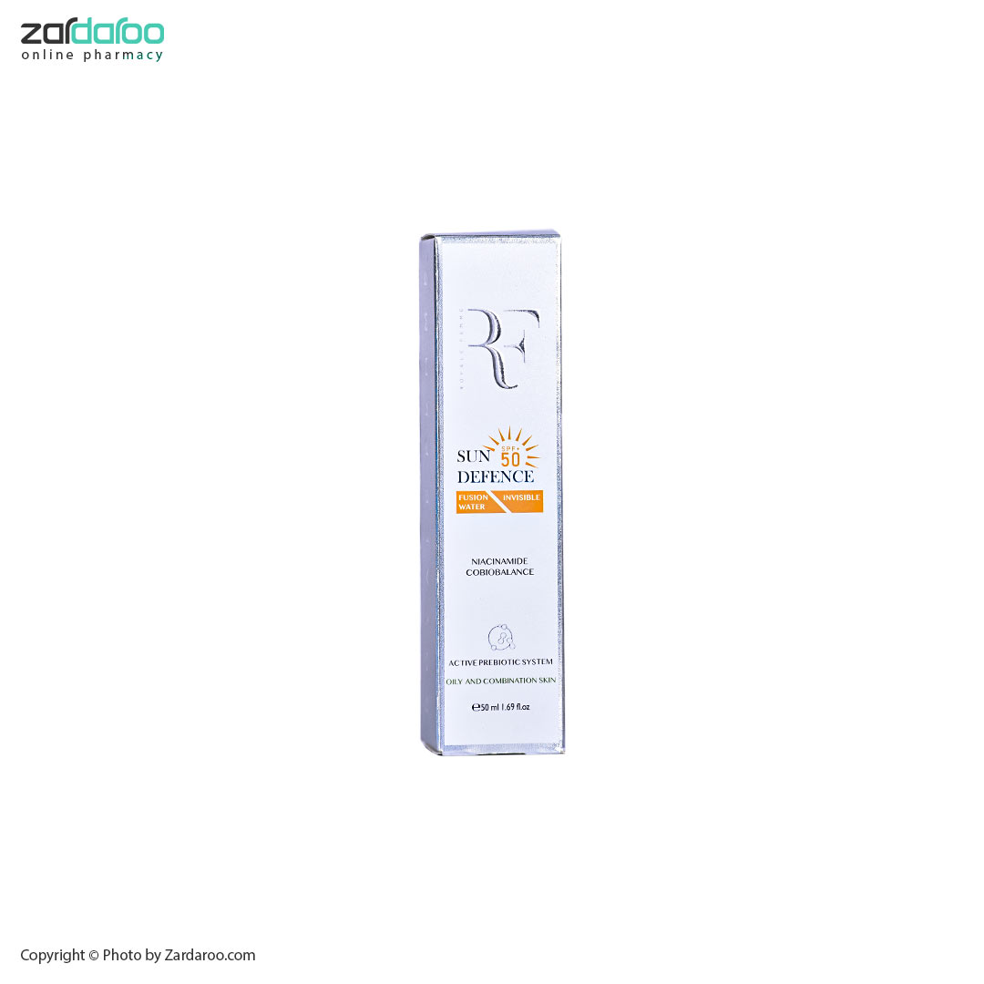 کرم ضد آفتاب بدون رنگ پوست چرب مدل فیوژن واتر SPF 50 آر اف RF 4 کرم ضد آفتاب بدون رنگ پوست چرب مدل فیوژن واتر SPF 50 آر اف RF