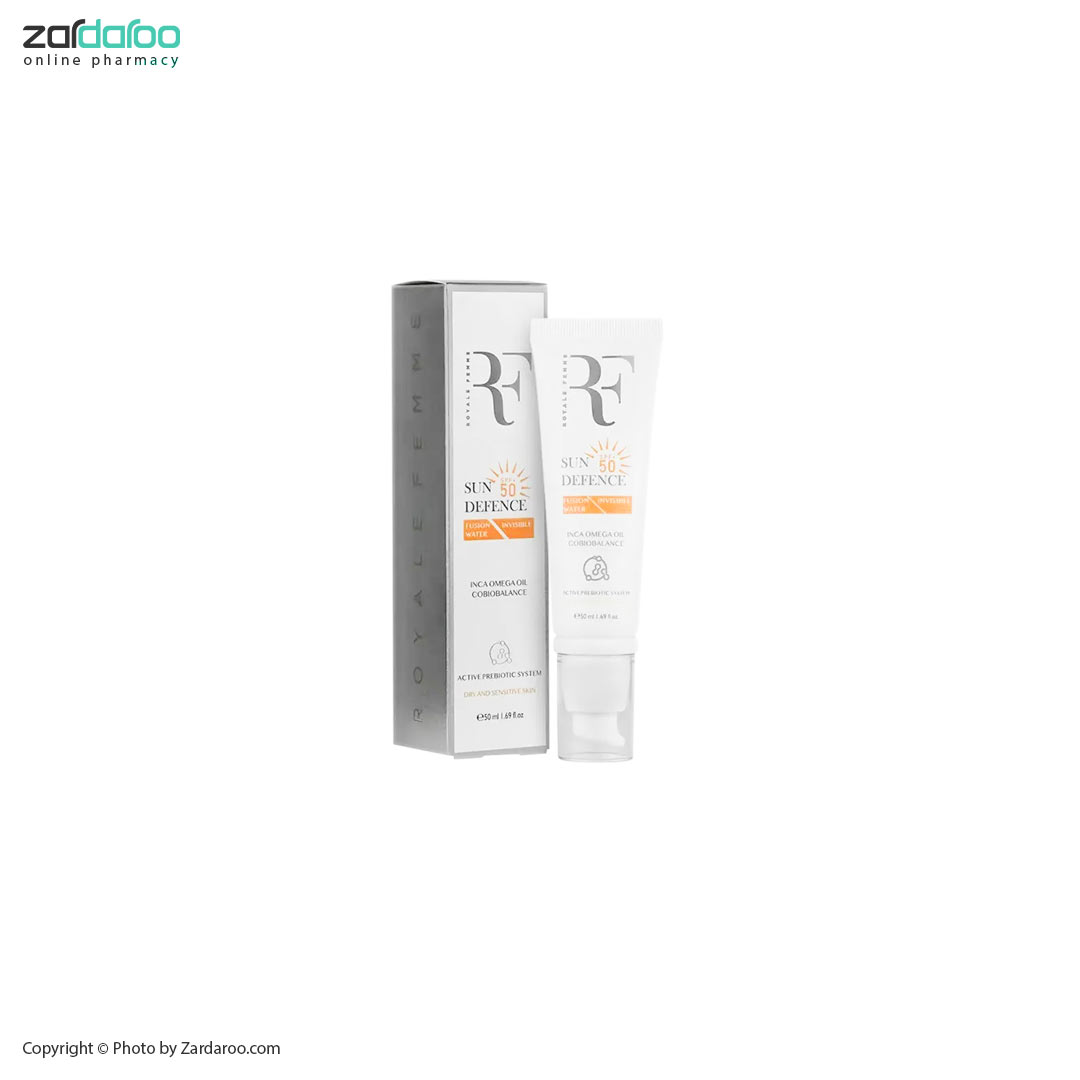کرم ضد آفتاب بی رنگی فیوژن واتر پوست خشک SPF50 آر اف RF 4 کرم ضد آفتاب بی رنگی فیوژن واتر پوست خشک SPF50 آر اف RF