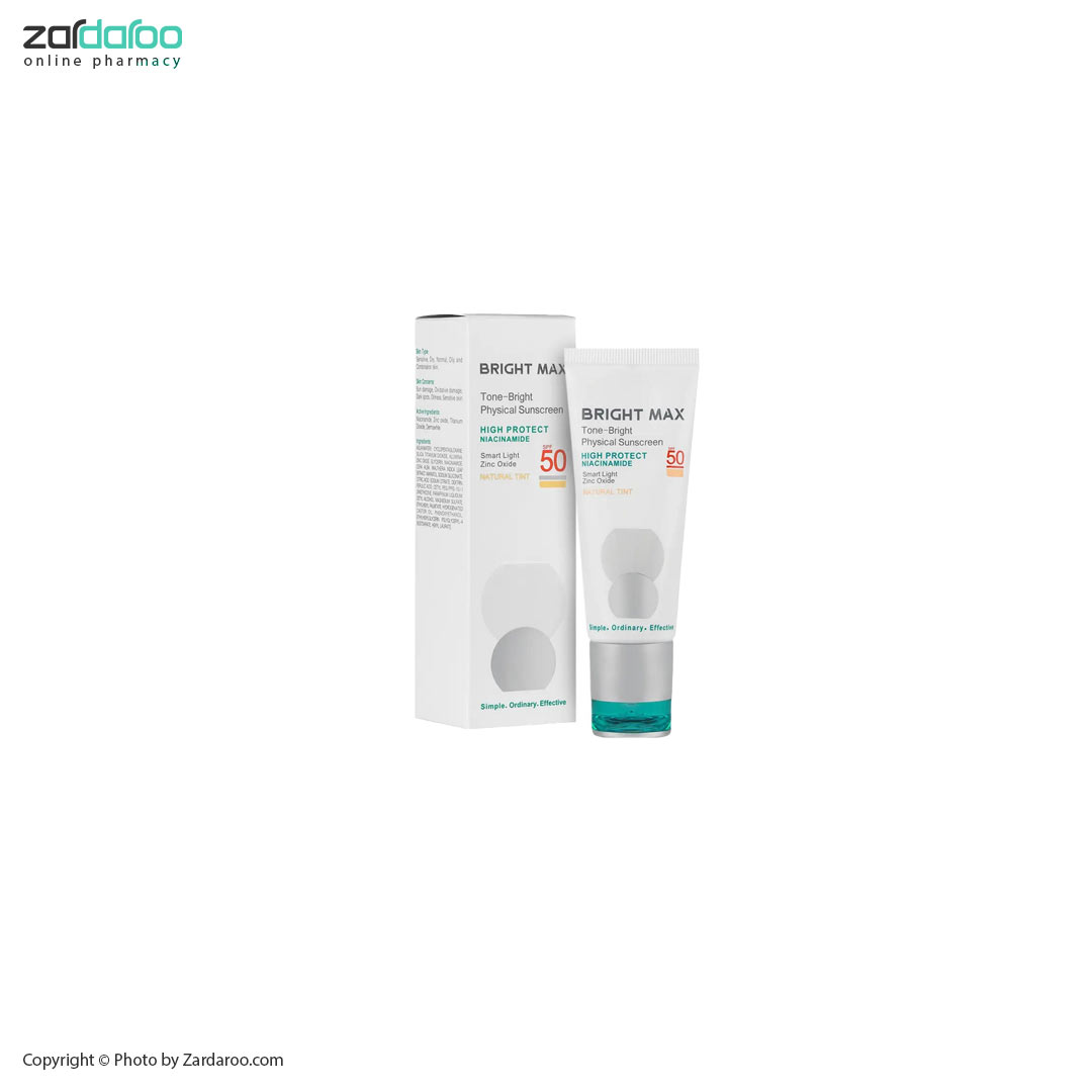 ضد آفتاب فیزیکال SPF50 رنگی برایت مکس Bright Max 4 ضد آفتاب فیزیکال SPF50 رنگی برایت مکس Bright Max