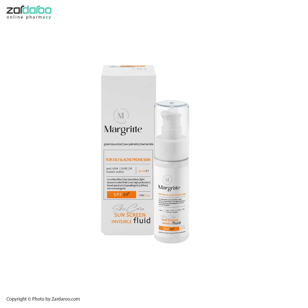 فلوئید ضد آفتاب ساده SPF50 مناسب پوست نرمال تا خشک مارگریت Margritte 4 فلوئید ضد آفتاب ساده SPF50 مناسب پوست نرمال تا خشک مارگریت Margritte