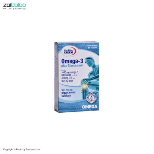 امگا 3 کپسول نرم ژلاتینی امگا 3 پلاس گلوکزآمین یوروویتال EuRhovital