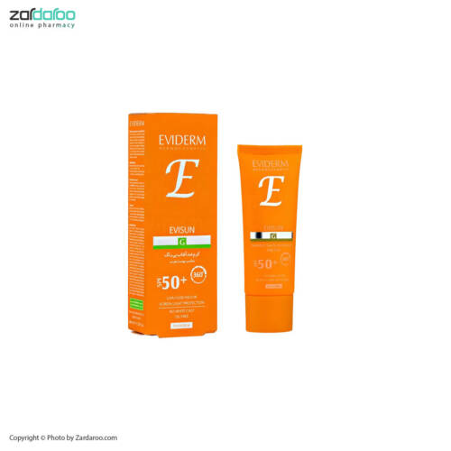 065 کرم ضد آفتاب +spf 50 بدون رنگ اوی سان برای پوست چرب اویدرم eviderm