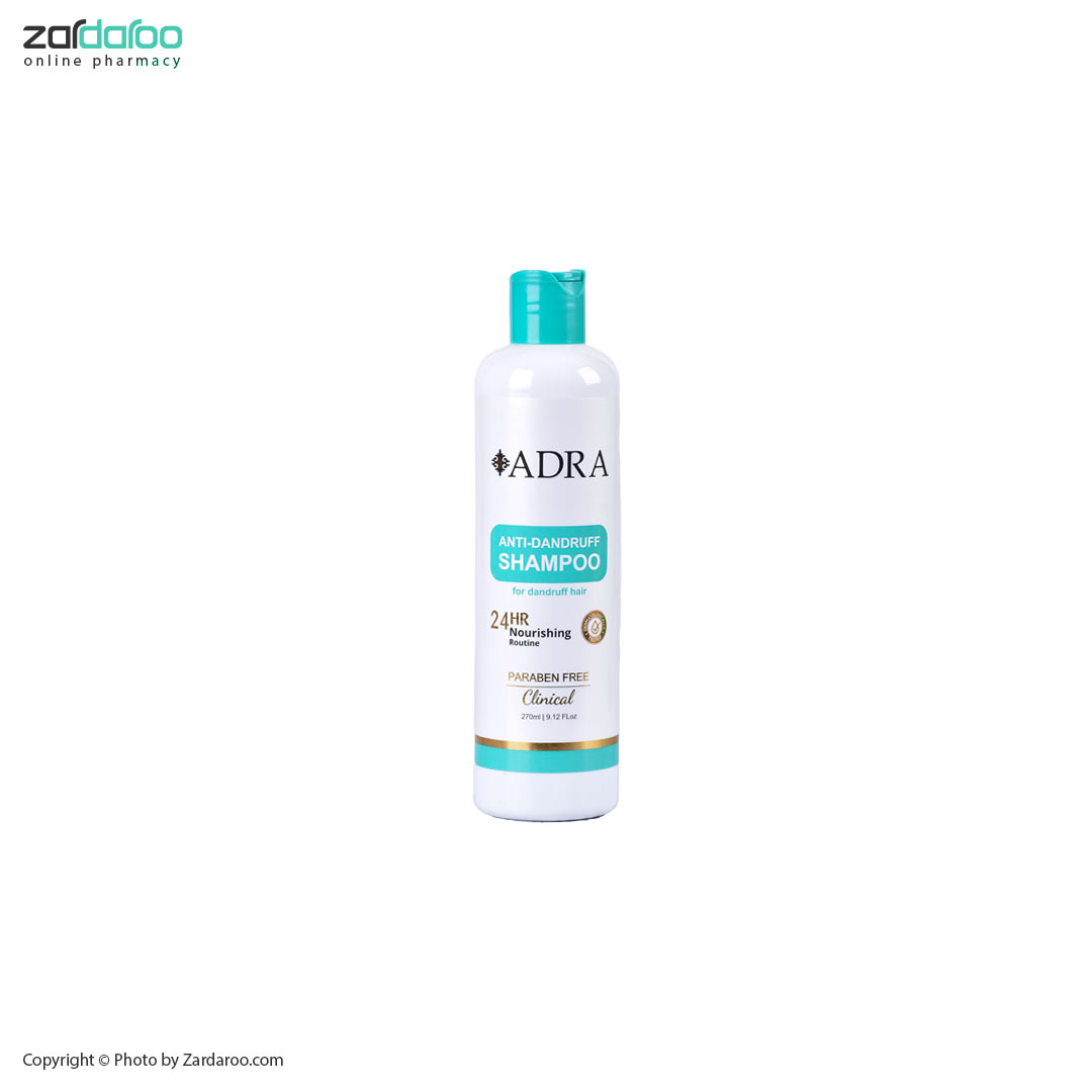 شامپو ضد شوره کلینیکال فاقد پارابن 270ml آدرا Adra 4 شامپو ضد شوره کلینیکال فاقد پارابن 270ml آدرا Adra