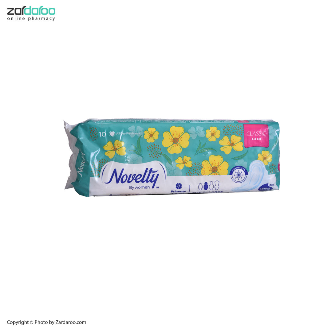 نوار بهداشتی 10 عددی بالدار مدل Classic سایز بزرگ ناولتی Novelty 4 نوار بهداشتی 10 عددی بالدار مدل Classic سایز بزرگ ناولتی Novelty