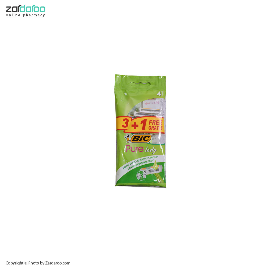 خود تراش 4 عددی مدل Pure 3 Lady بیک Bic 4 خود تراش 4 عددی مدل Pure 3 Lady بیک Bic