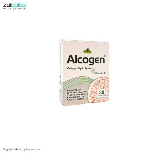 کلاژن کپسول 30 عددی با ویتامین C آلفا ویتامینز آلکوژن Alcogen