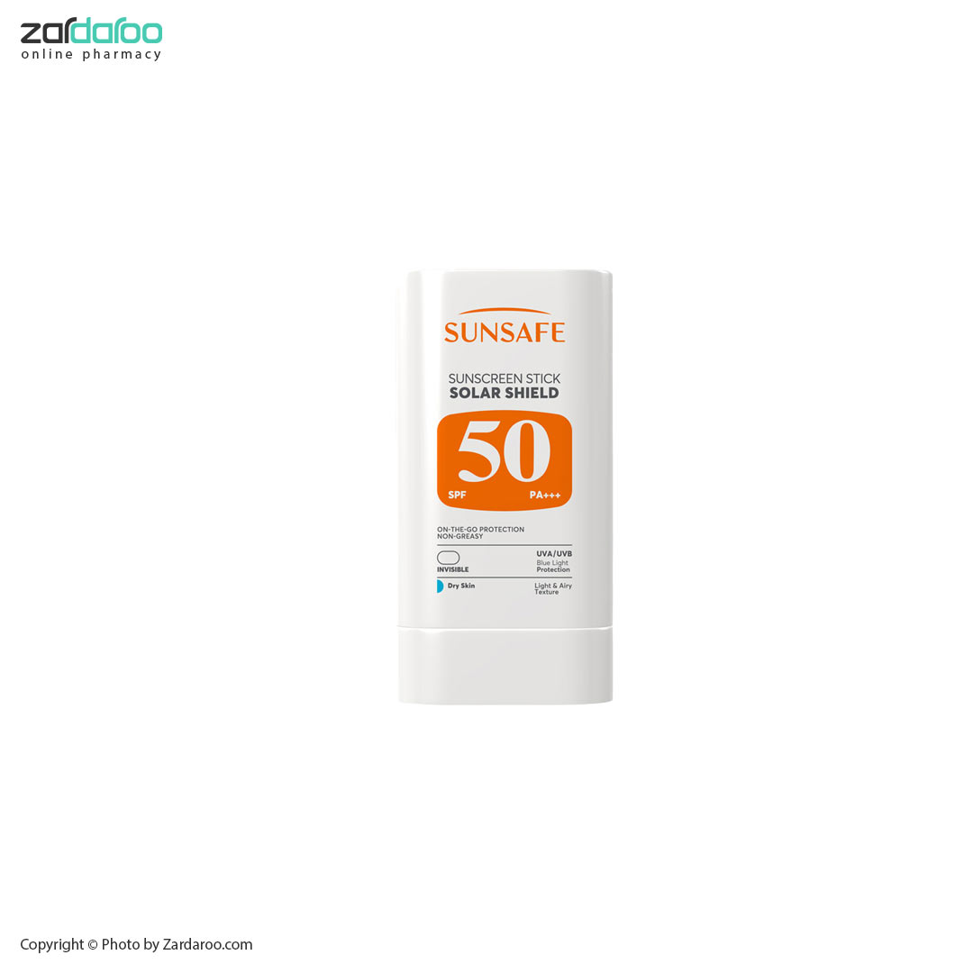 استیک ضد آفتاب SPF50 مناسب پوست خشک سولار شیلد سان سیف sunsafe 4 استیک ضد آفتاب SPF50 مناسب پوست خشک سولار شیلد سان سیف sunsafe