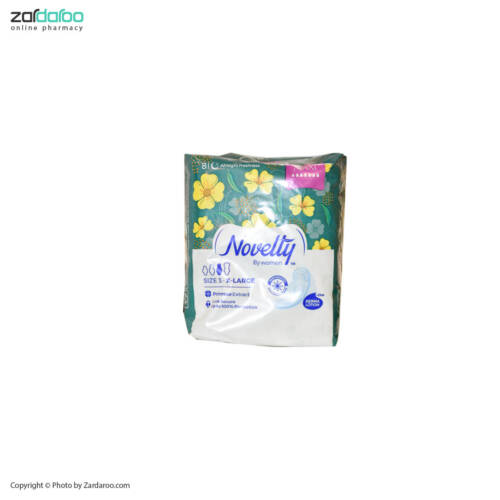 4 نوار بهداشتی بالدار نیمه نازک سایز 3xl مشبک 8 تایی ناولتی Novelty