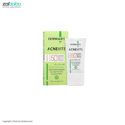 درمالیف بژ روشن فلوئید ضد آفتاب آکنویت SPF50 درمالیفت Dermalift