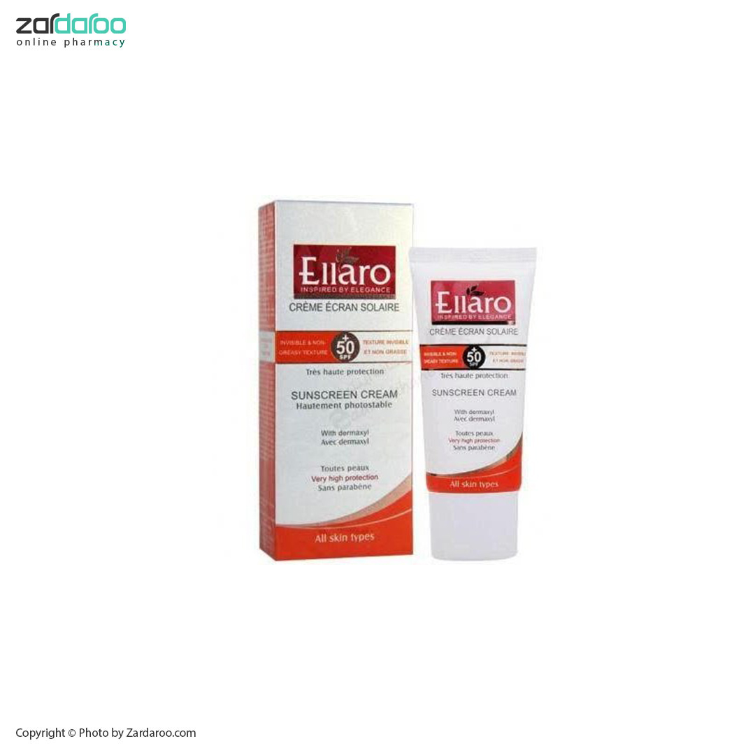 کرم ضد آفتاب SPF50 بی رنگ مناسب انواع پوست الارو Ellaro 4 کرم ضد آفتاب SPF50 بی رنگ مناسب انواع پوست الارو Ellaro
