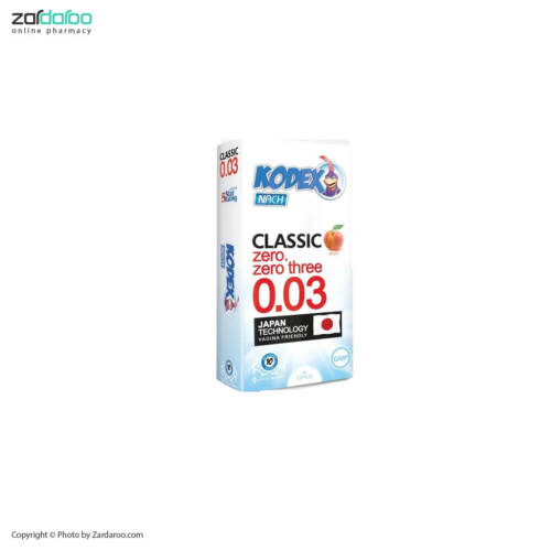 هلو کاندوم10تایی با طعم هلو مدل Classic Zero-Zero Three 0.03 کدکس Kodex