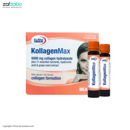 ویال خوراکی کلاژن مکس یوروویتال ویال خوراکی 6 عددی کلاژن مکس با طعم پرتقال یوروویتال Eurhovital