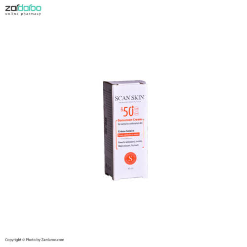 ضد افتاب فاقد چربی اسکن اسکین ضد آفتاب SPF 50 فاقد رنگ پوست نرمال تا مختلط اسکن اسکین SCAN SKIN