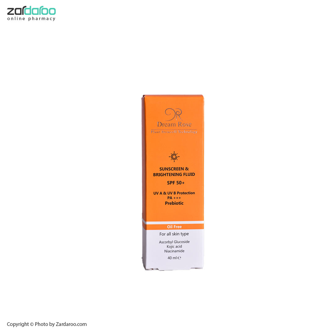 فلوئید ضد آفتاب SPF40 روشن کننده فاقد چربی بیرنگ دریم رز Dream Rose 5 فلوئید ضد آفتاب SPF40 روشن کننده فاقد چربی بیرنگ دریم رز Dream Rose