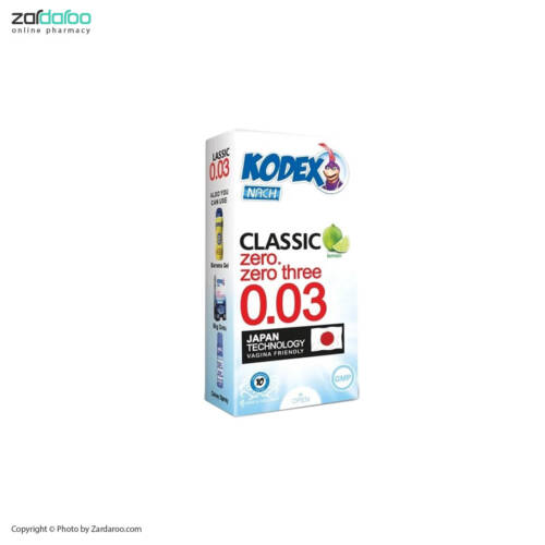 کدکس زیرو لیمو کاندوم10تایی با طعم لیمو مدل Classic Zero-Zero Three 0.03 کدکس Kodex