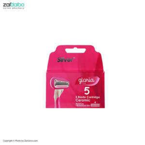تیغ یدک 5 لبه زنانه مدل گلوریا 4 عددی صورتی سیلور Silver