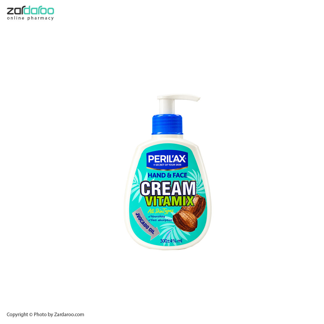 کرم پمپی مرطوب کننده دست و صورت حاوی روغن جوجوبا پریلاکس Perilax 5 کرم پمپی مرطوب کننده دست و صورت حاوی روغن جوجوبا پریلاکس Perilax